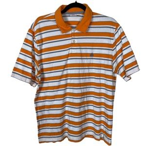 Brooks Brothers 346 Orange/Gray/White Stripped Collared 1/4 Button Dress Shirt L